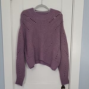 Elizabeth and James Lavender Open Weave Knit Sweater